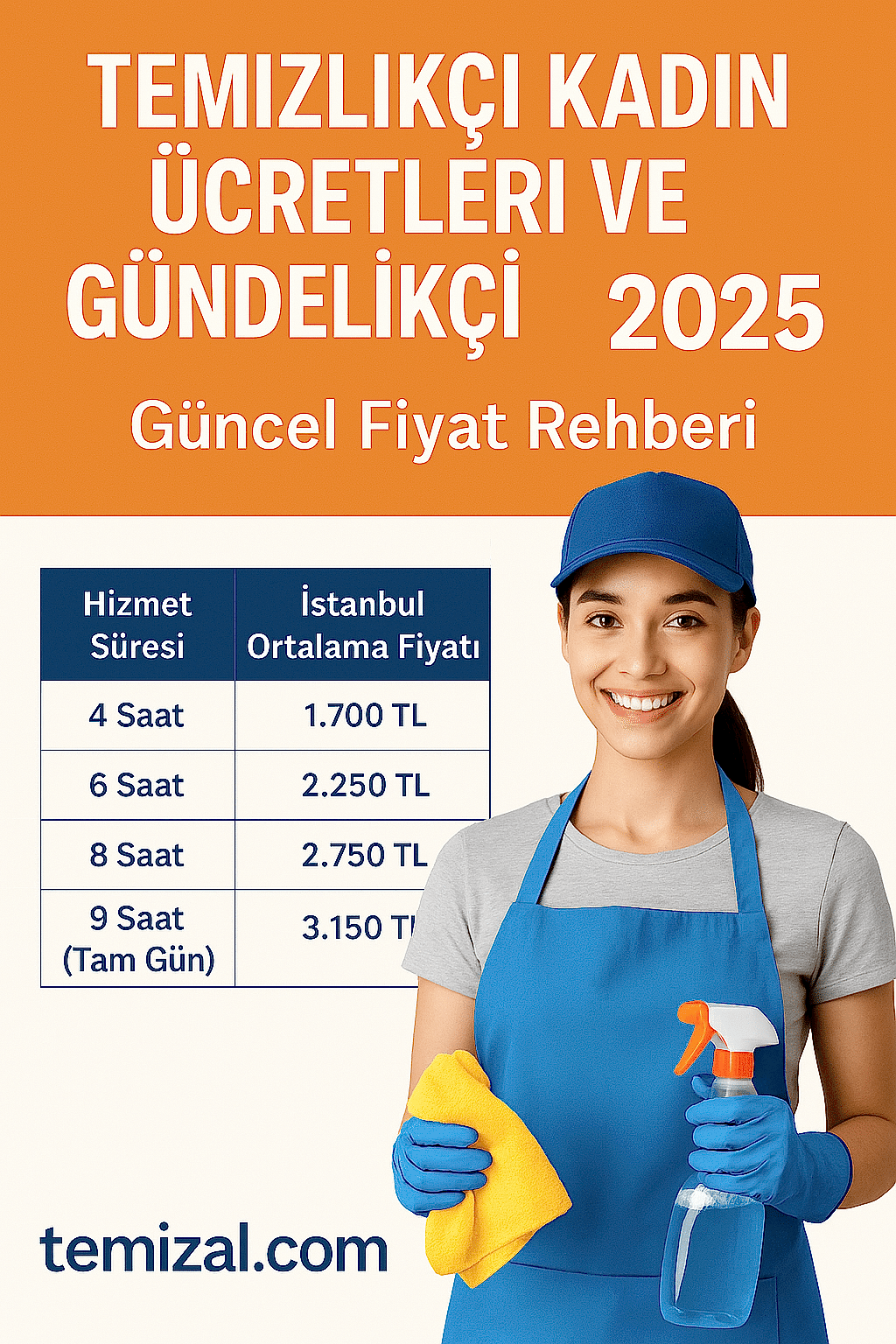 Temizlikçi Kadın Ücretleri ve Gündelikçi Fiyatları 2025 – Güncel Fiyat Rehberi