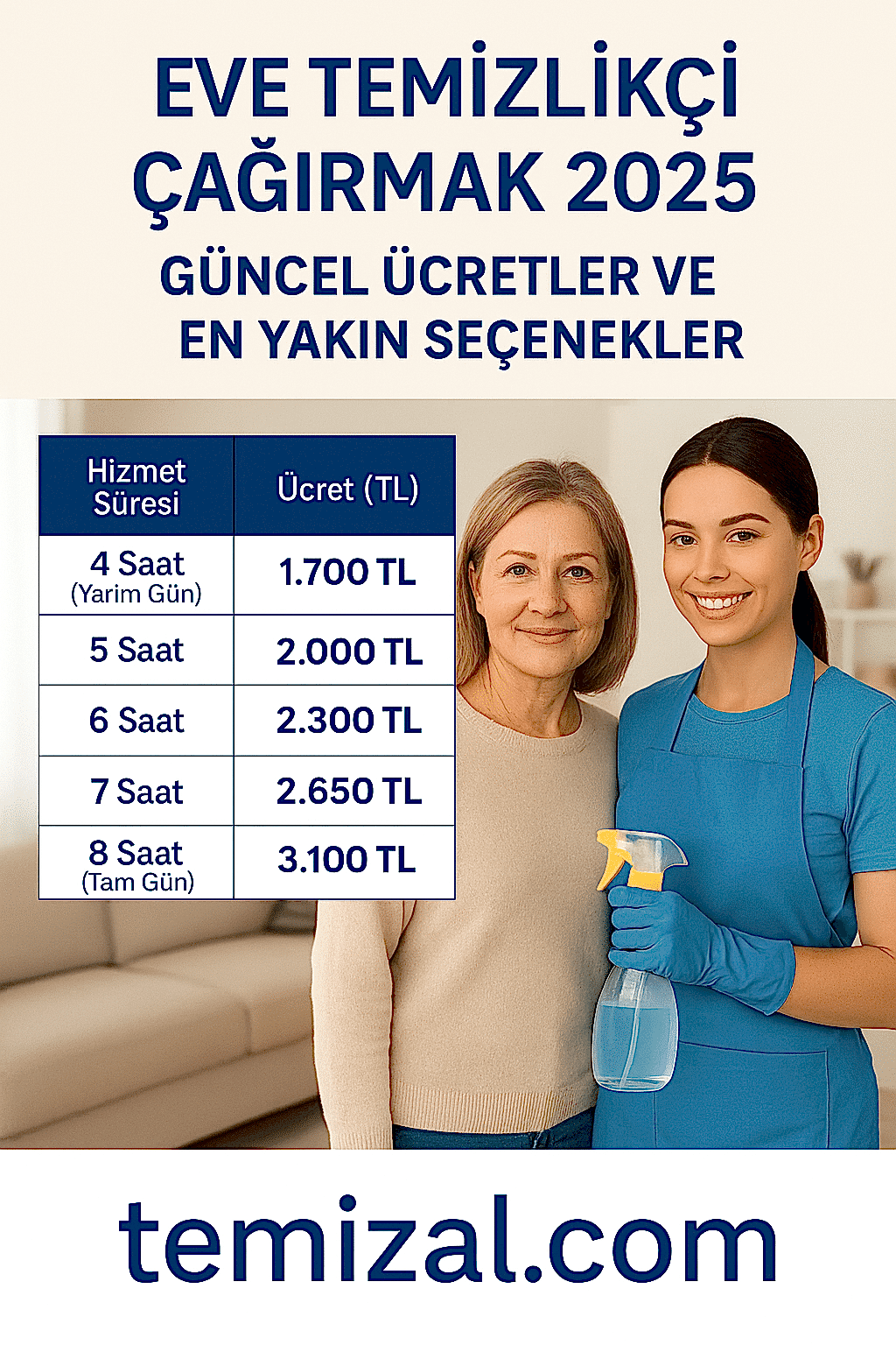 Eve Temizlikçi Çağırmak 2025 – Güncel Ücretler ve En Yakın Seçenekler
